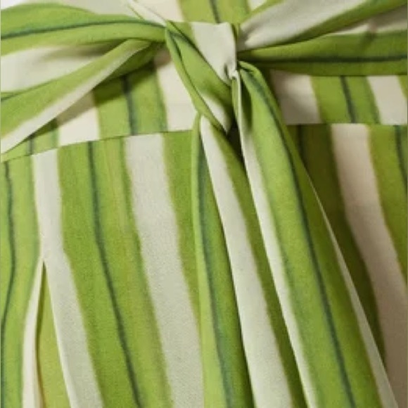 PatBO Green Striped Wide Leg Tie Waist Pants Resort Wear Palazzo Trousers Sz. 0 - Picture 4 of 15